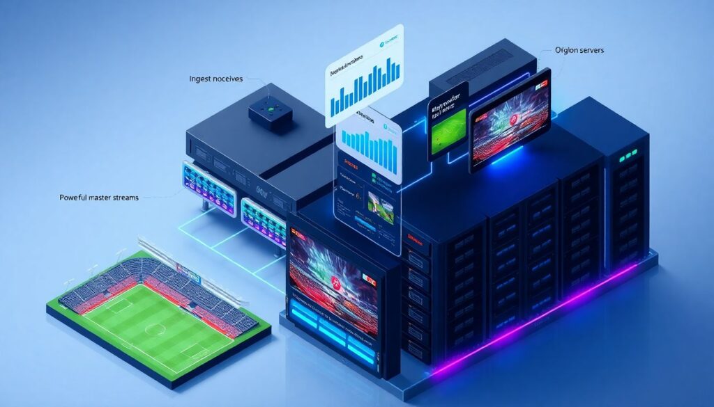 облачные решения для онлайн-трансляций спортивных матчей - иллюстрация