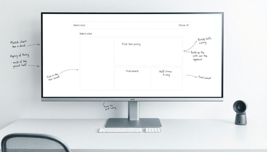 рубрики и таймлайны в текстовой трансляции спортивного матча - иллюстрация