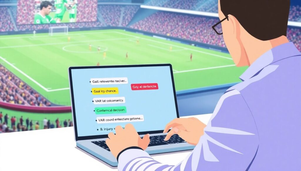 публикация мини-обзоров матча после текстовой трансляции - иллюстрация